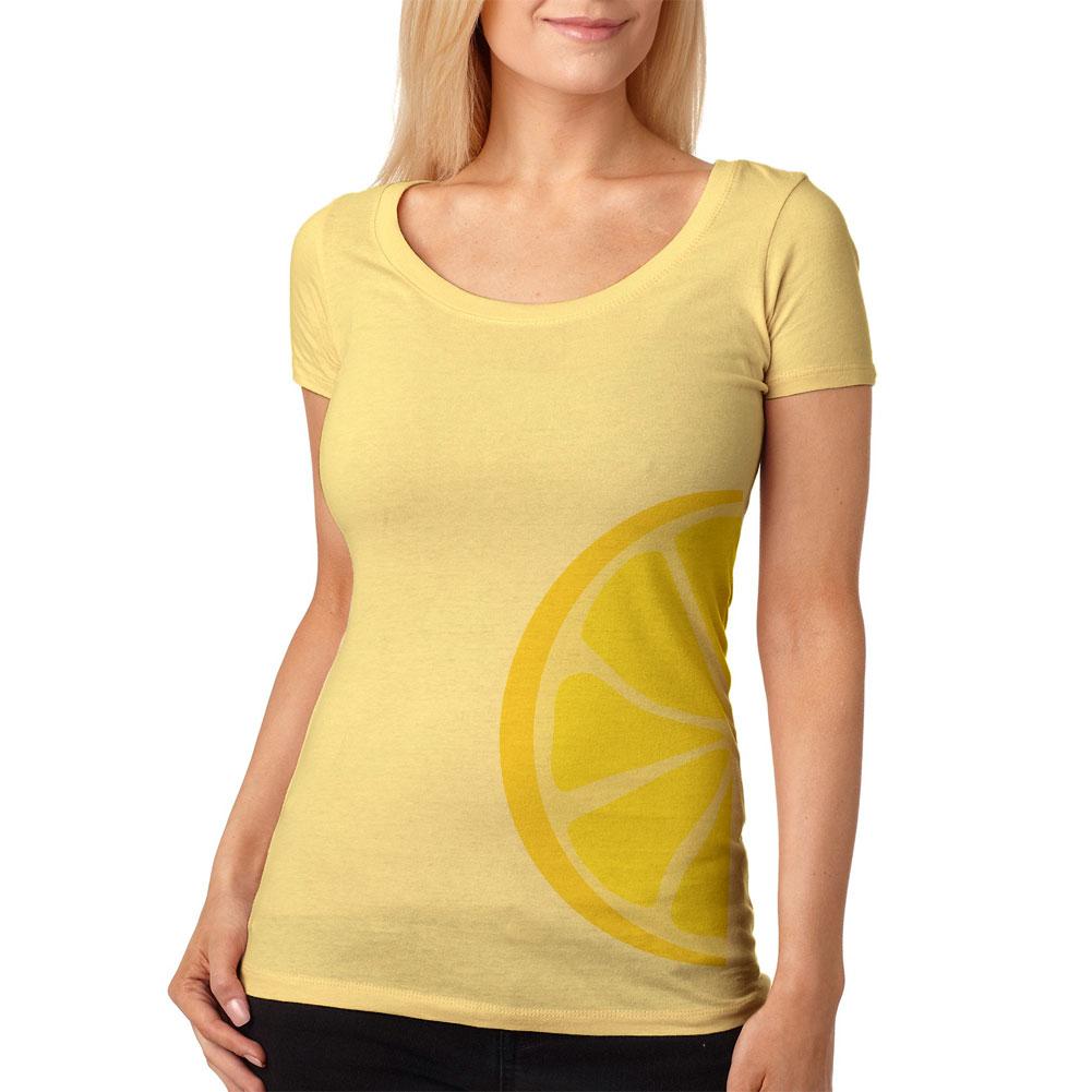 Lemon Slice Scoop Neck Women's Graphic T-Shirt Women's T-Shirts Old Glory SM Yellow