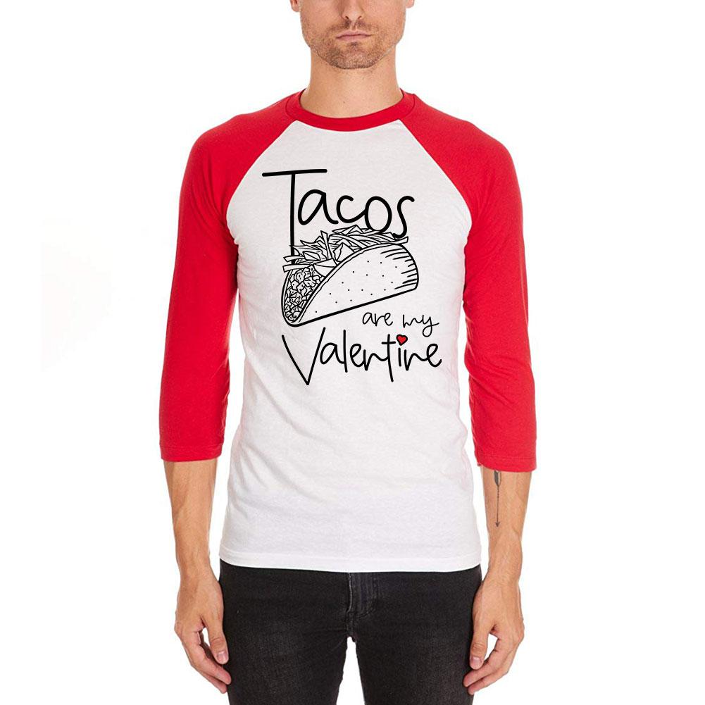 Valentine's Day Tacos are my Valentine Mens Soft Raglan T Shirt Men's T-Shirts Old Glory 2XL White 