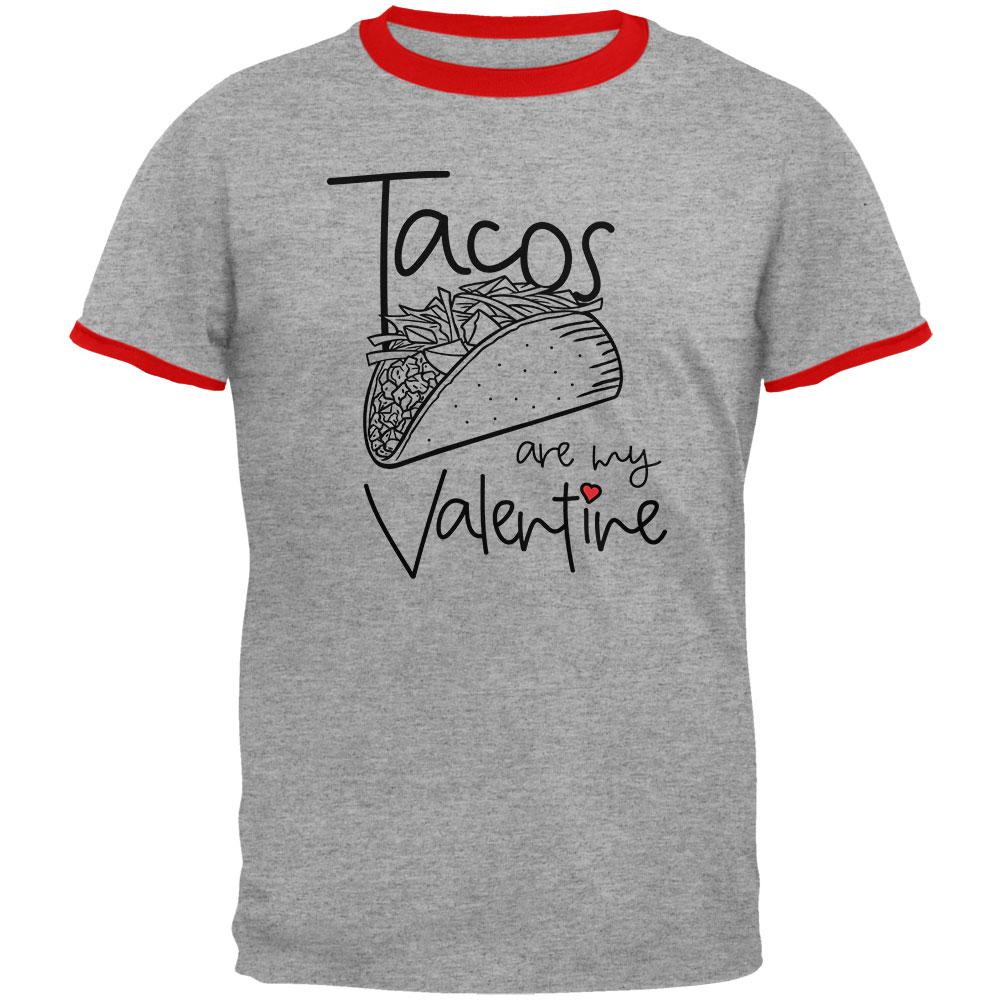 Valentine's Day Tacos are my Valentine Mens Ringer T Shirt Men's T-Shirts Old Glory LG Red 