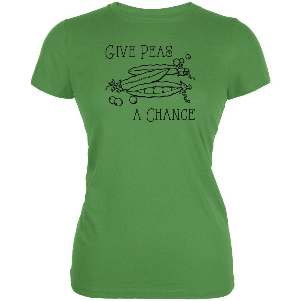 Give Peas Peace a Chance Juniors Soft T Shirt Juniors T-Shirts Old Glory 2XL Green 