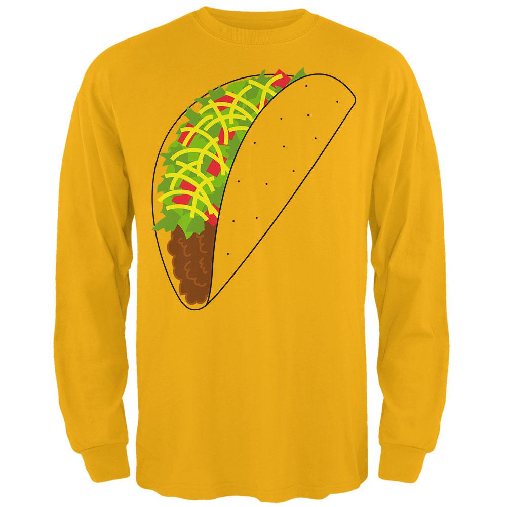 Halloween Taco Food Costume Mens Long Sleeve T Shirt Men's Long Sleeves Old Glory 2XL Yellow 