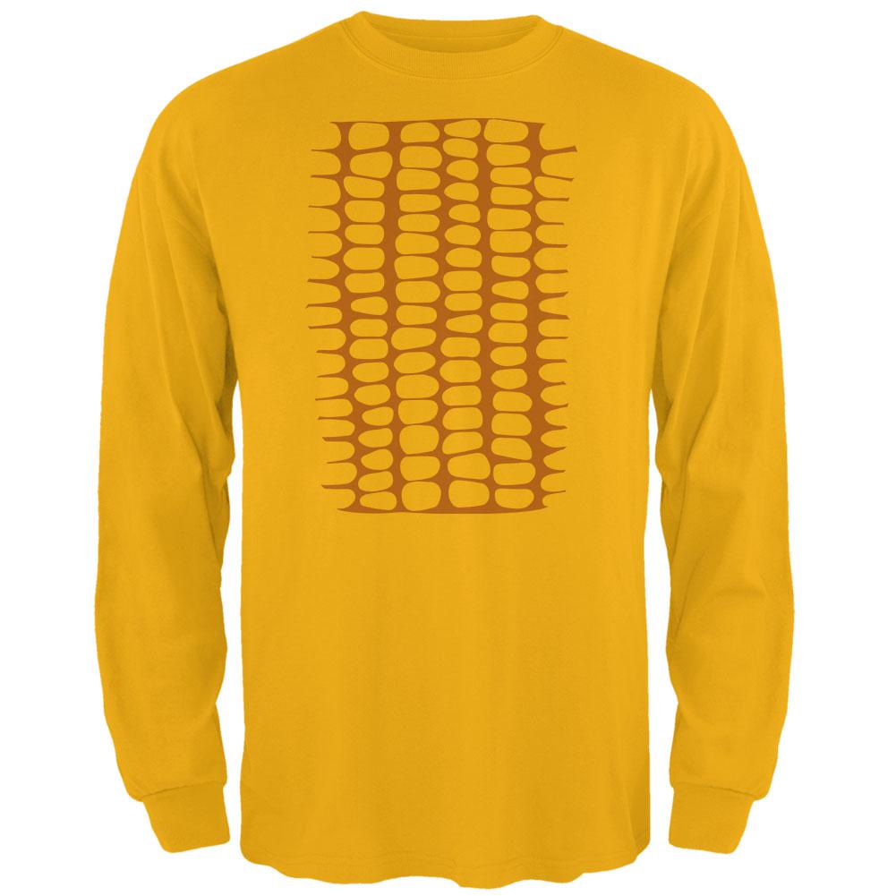 Halloween Corn on the Cob Costume Mens Long Sleeve T Shirt Men's Long Sleeves Old Glory 2XL Yellow 