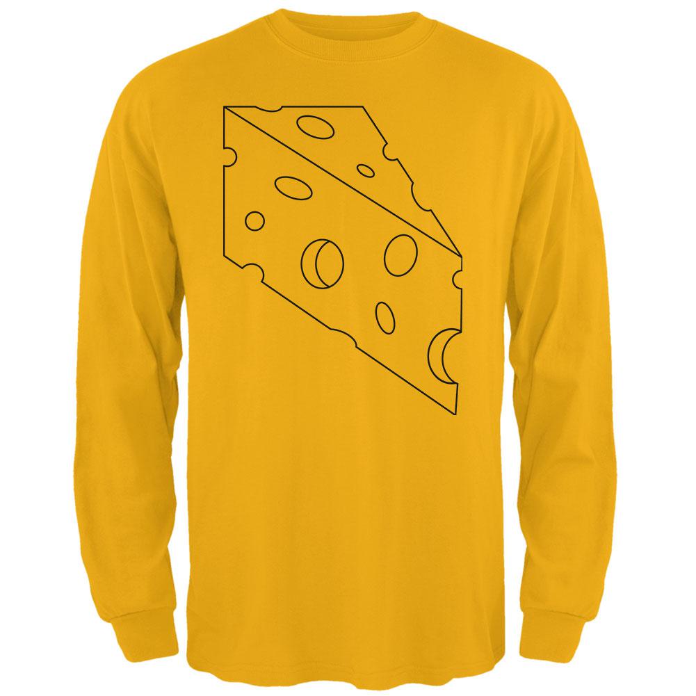 Halloween Swiss Cheese Food Costume Mens Long Sleeve T Shirt Men's Long Sleeves Old Glory 2XL Yellow 