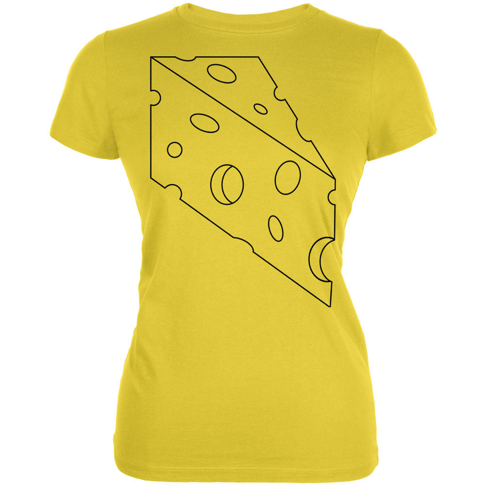 Halloween Swiss Cheese Food Costume Juniors Soft T Shirt Juniors T-Shirts Old Glory 2XL Bright Yellow 