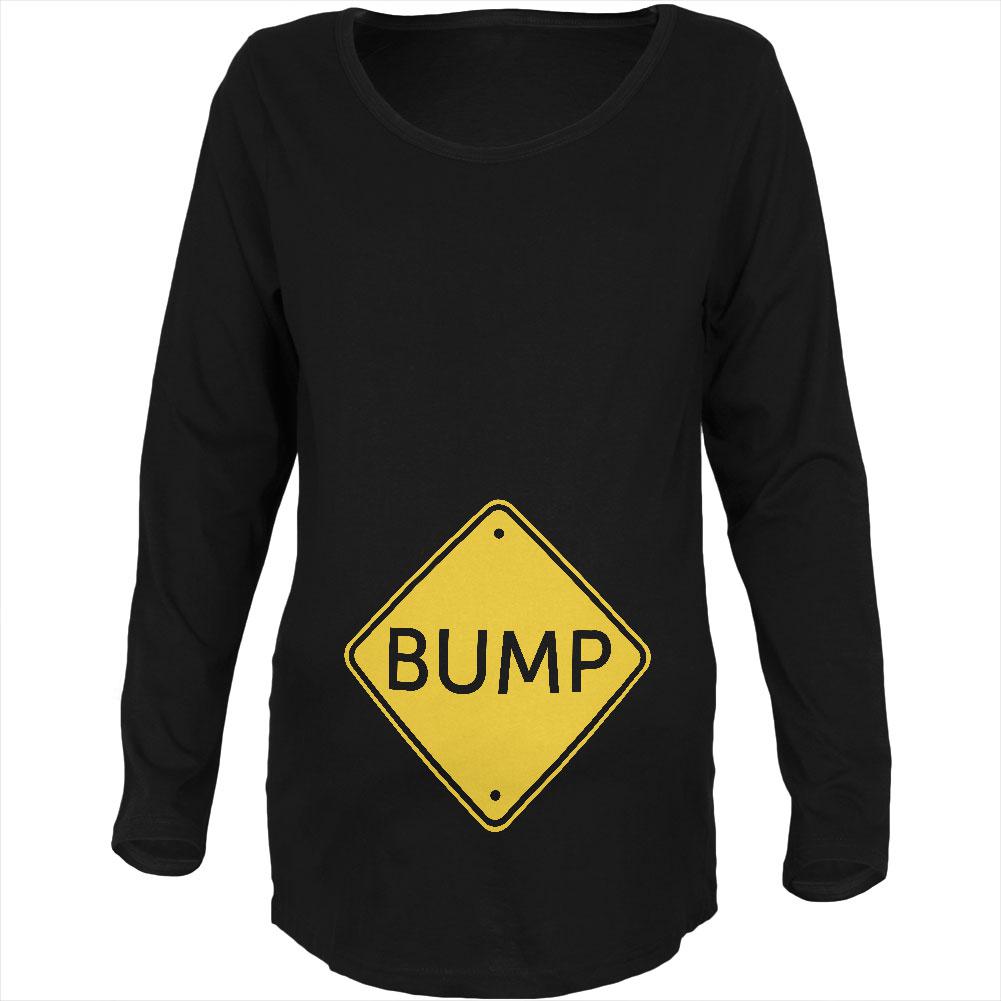 Halloween Costume BUMP Caution Sign Pregnancy Maternity Soft Long Sleeve T Shirt Maternity Long Sleeve T-Shirts Old Glory 2XL Black 