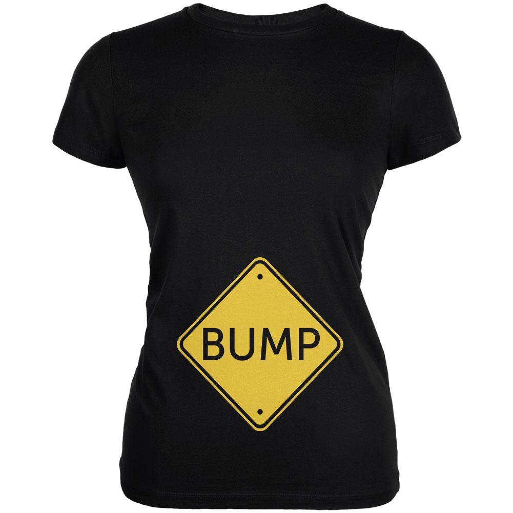 Halloween Costume BUMP Caution Sign Pregnancy Juniors Soft T Shirt Juniors T-Shirts Old Glory 2XL Black 