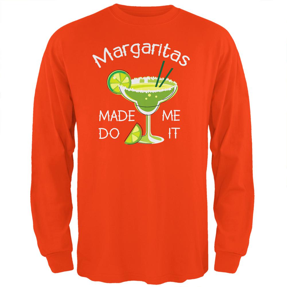 Cinco de Mayo Margaritas Made Me Do It Mens Long Sleeve T Shirt Men's Long Sleeves Old Glory 2XL Orange 