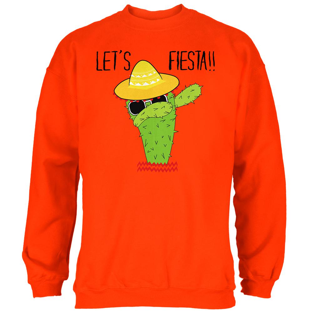 Cinco De Mayo Dabbing Cactus Let's Fiesta Party Mens Sweatshirt Men's Sweatshirts Old Glory 2XL Orange 