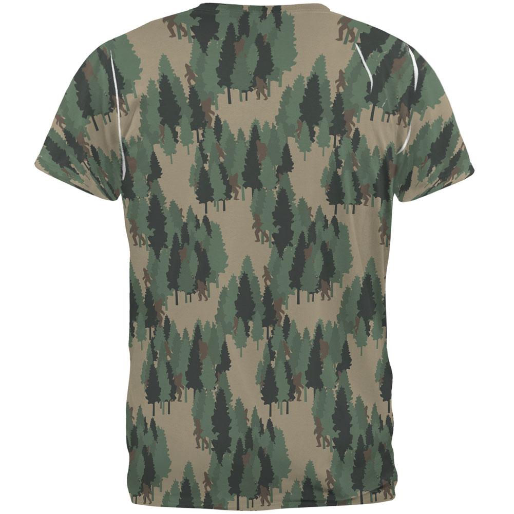 Sasquatch Bigfoot Camo Repeat Pattern All Over Mens T Shirt Men's T-Shirts Old Glory   