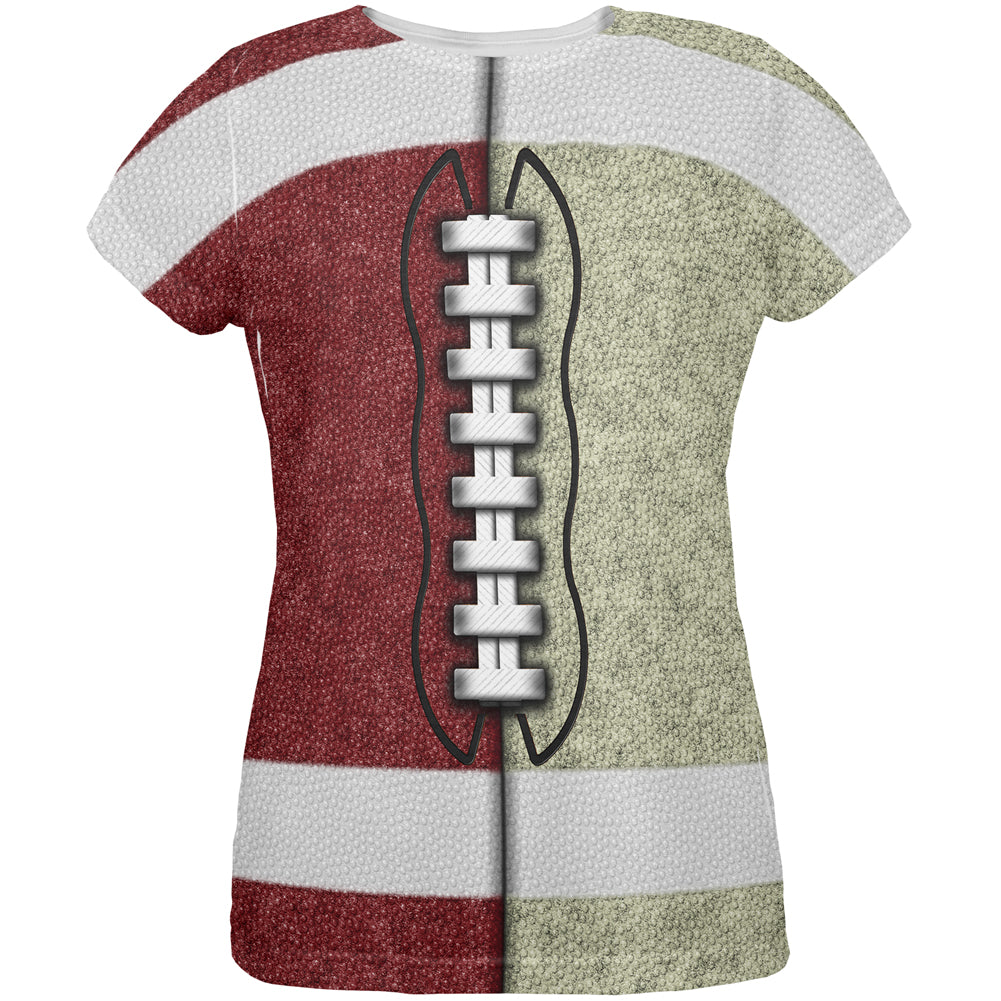 Fantasy Football Team Maroon and Gold All Over Womens T Shirt Women's T-Shirts Old Glory LG Multi 