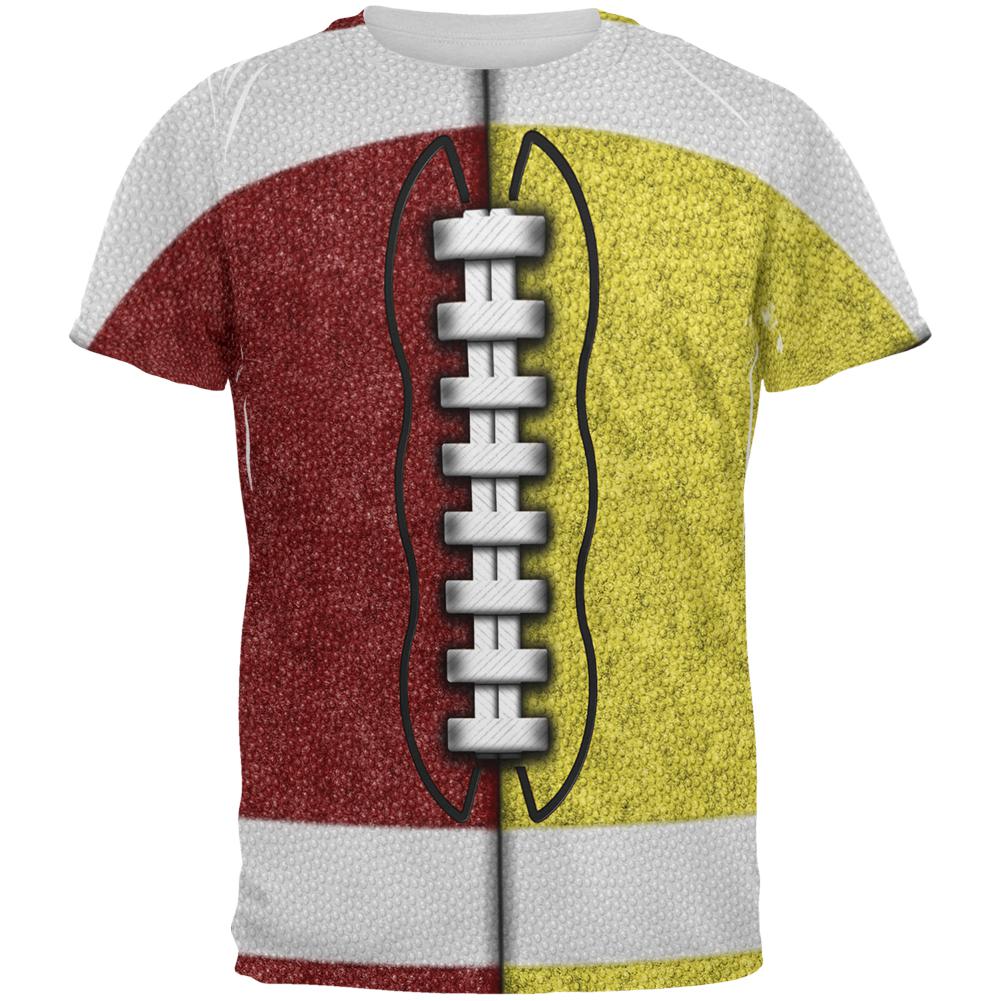 Fantasy Football Team Maroon and Yellow All Over Mens T Shirt Men's T-Shirts Old Glory 2XL Multi 