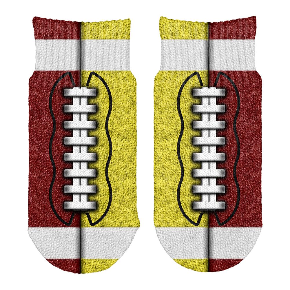 Fantasy Football Team Maroon and Yellow All Over Toddler Ankle Socks Toddler Socks Old Glory OS White 