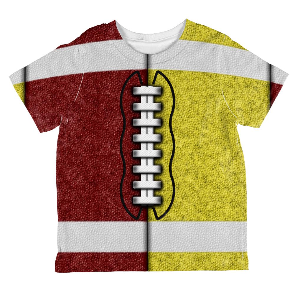 Fantasy Football Team Maroon and Yellow All Over Toddler T Shirt Toddler T-Shirts Old Glory 2T Multi 