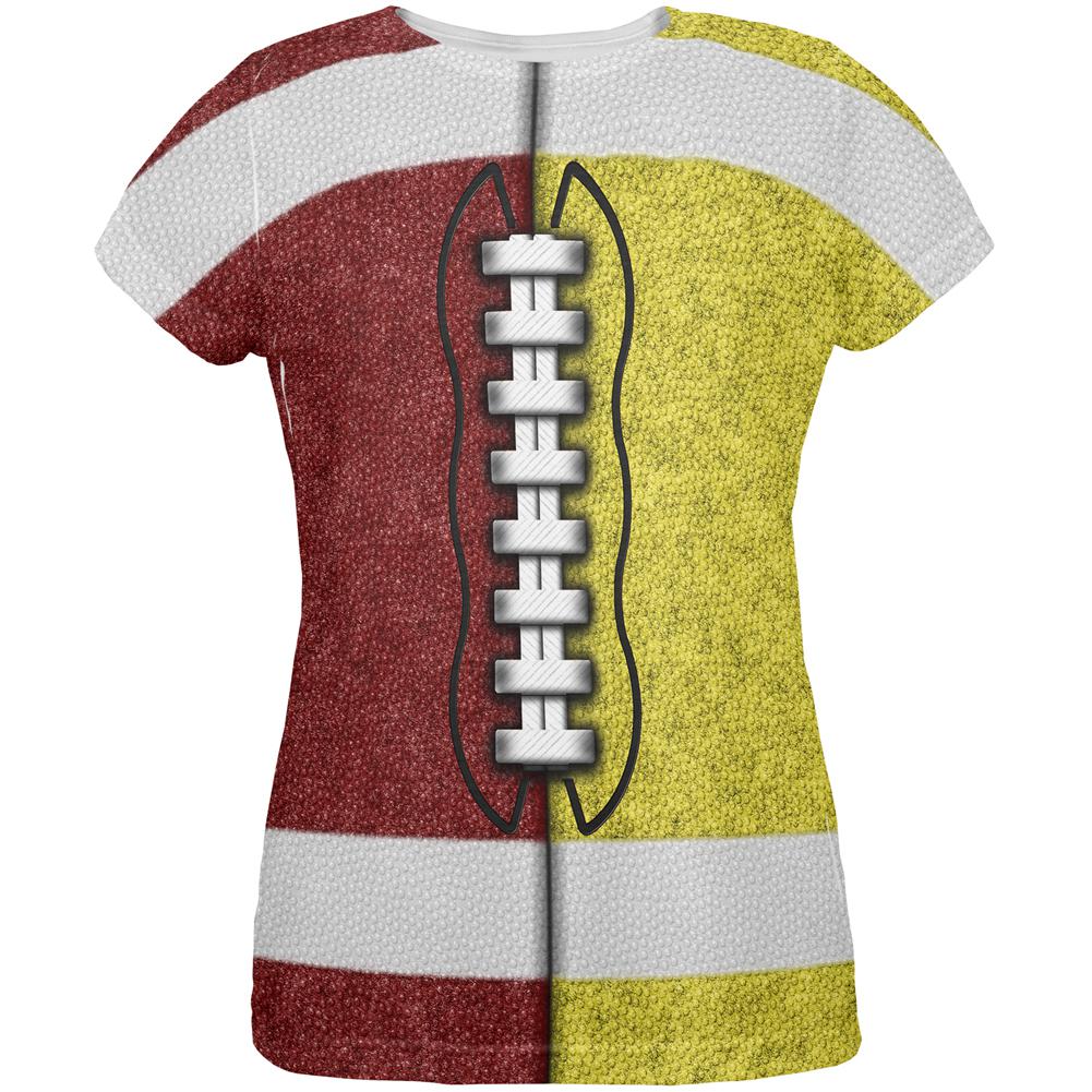 Fantasy Football Team Maroon and Yellow All Over Womens T Shirt Women's T-Shirts Old Glory 2XL Multi 