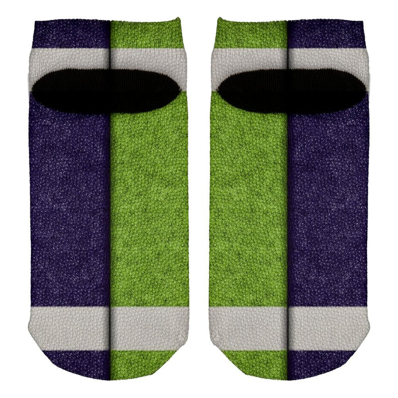 Fantasy Football Team Navy and Electric Green All Over Adult Ankle Socks Men's Socks Old Glory   