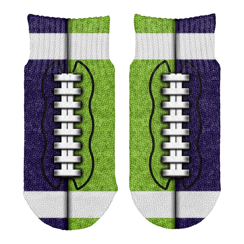 Fantasy Football Team Navy and Electric Green All Over Toddler Ankle Socks Toddler Socks Old Glory OS White 