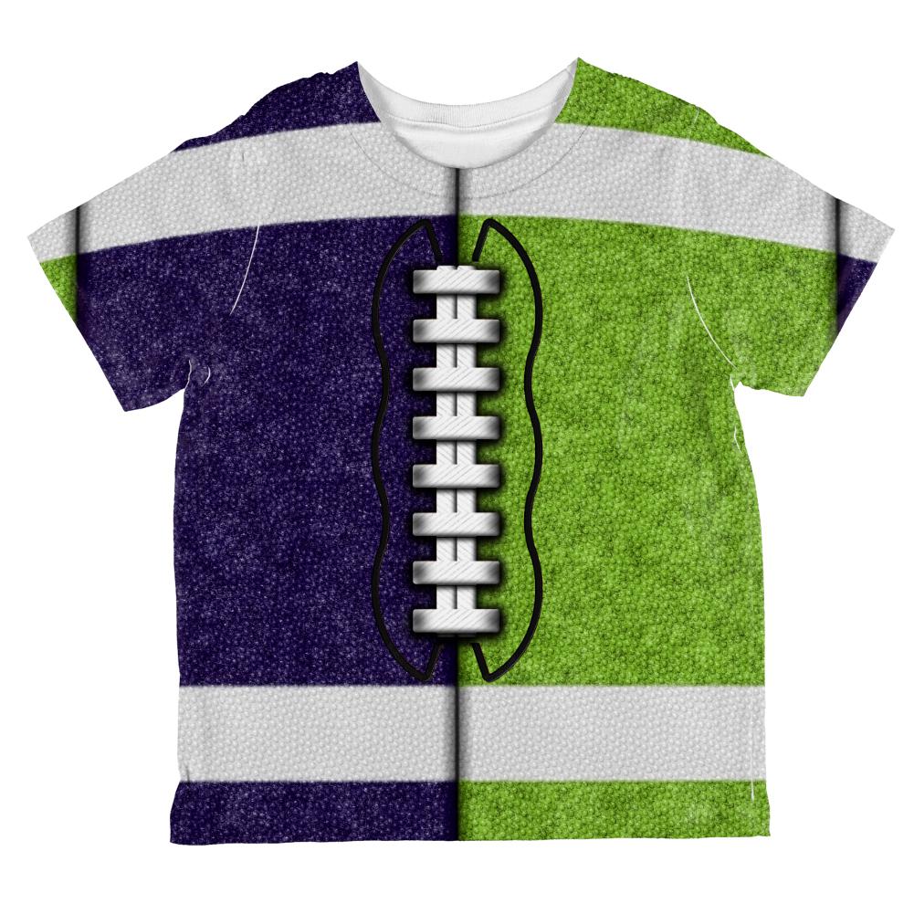 Fantasy Football Team Navy and Electric Green All Over Toddler T Shirt Toddler T-Shirts Old Glory 2T Multi 