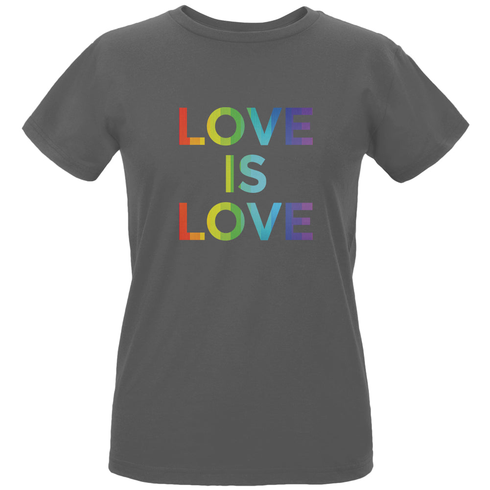 LGBT Gay Pride Love Is Love Womens Organic T Shirt Women's T-Shirts LGBT LG Charcoal 