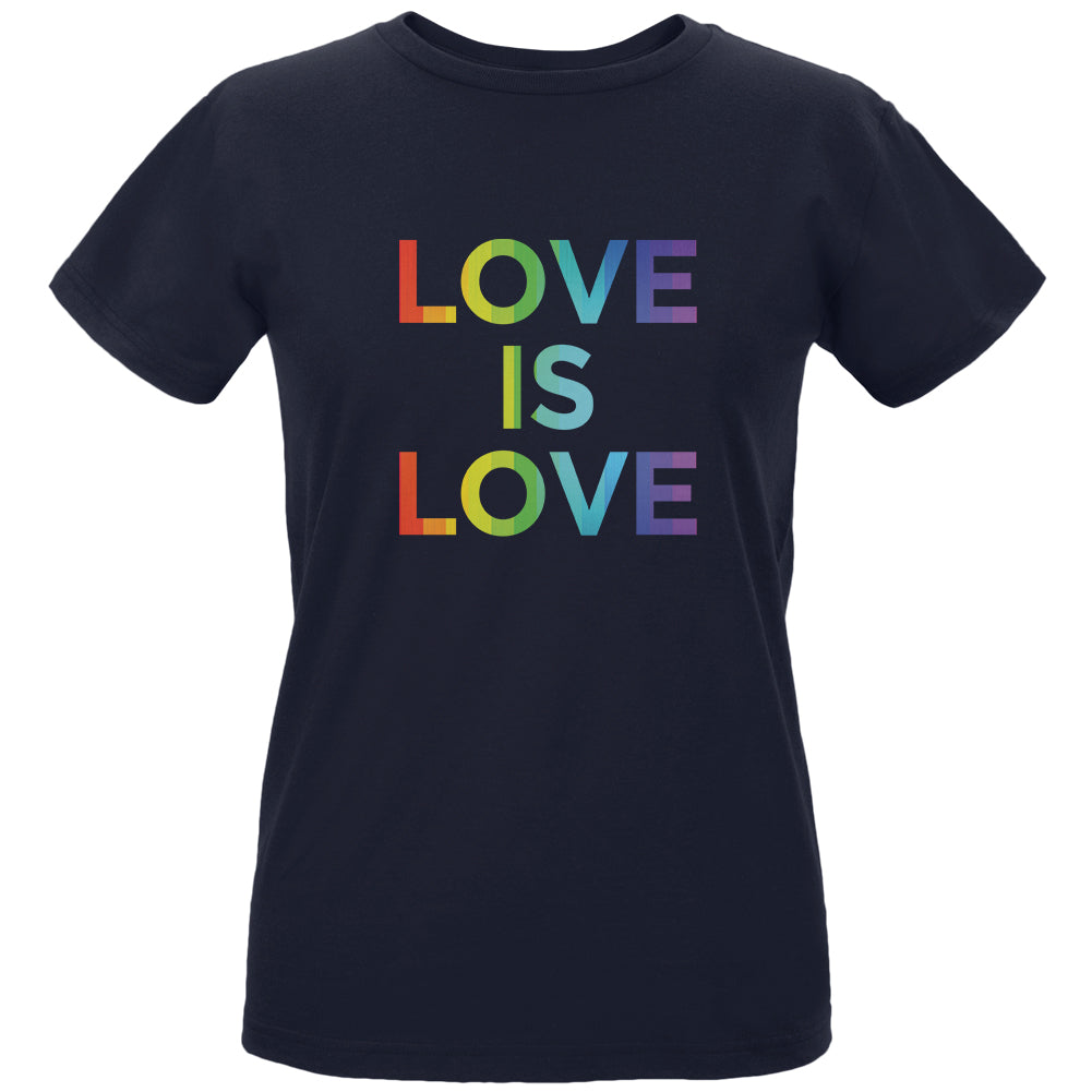 LGBT Gay Pride Love Is Love Womens Organic T Shirt Women's T-Shirts LGBT LG Navy 