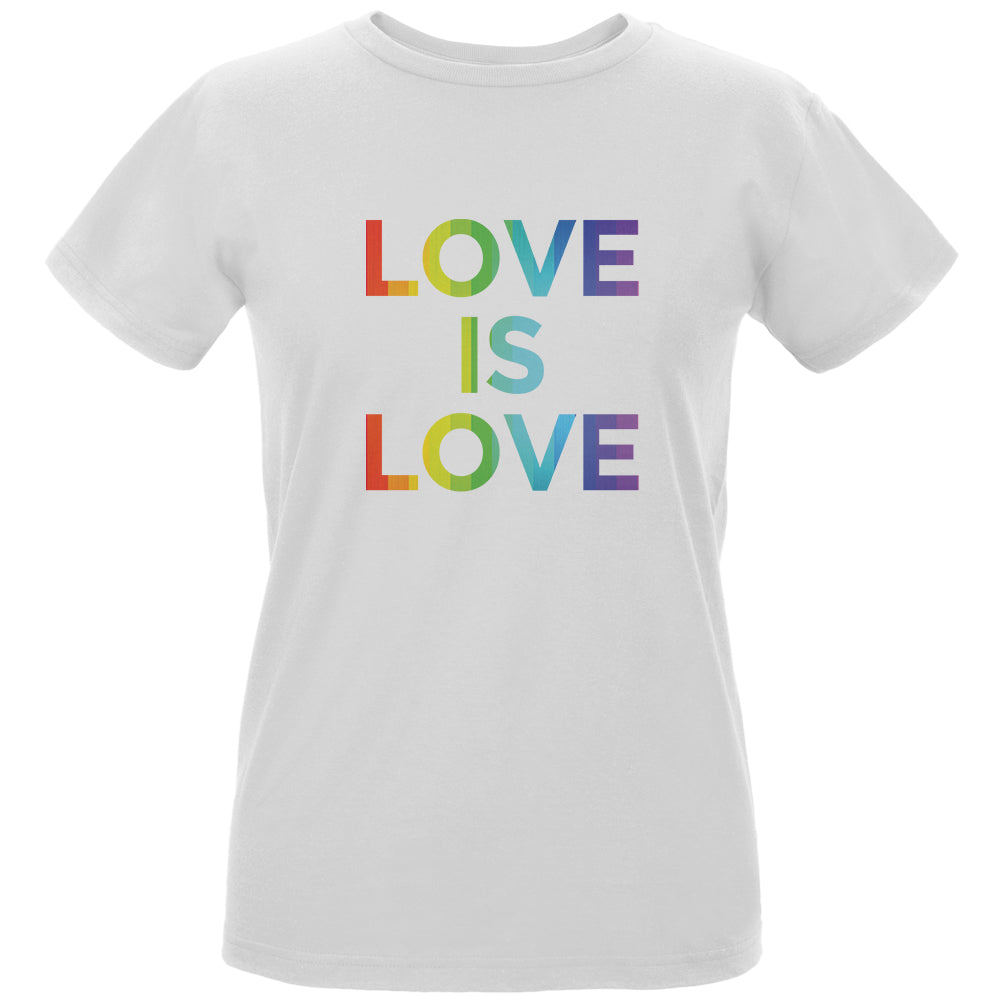 LGBT Gay Pride Love Is Love Womens Organic T Shirt Women's T-Shirts LGBT LG White 