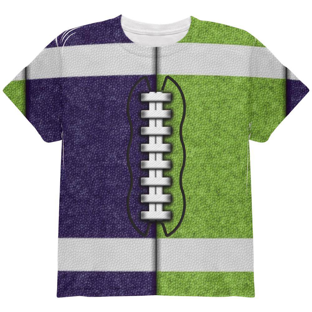 Fantasy Football Team Navy and Electric Green All Over Youth T Shirt Youth T-Shirts Old Glory LG Multi 