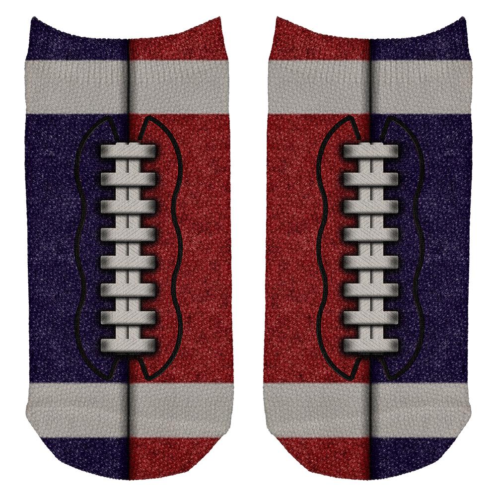 Fantasy Football Team Navy and Red All Over Adult Ankle Socks Men's Socks Old Glory OS White 