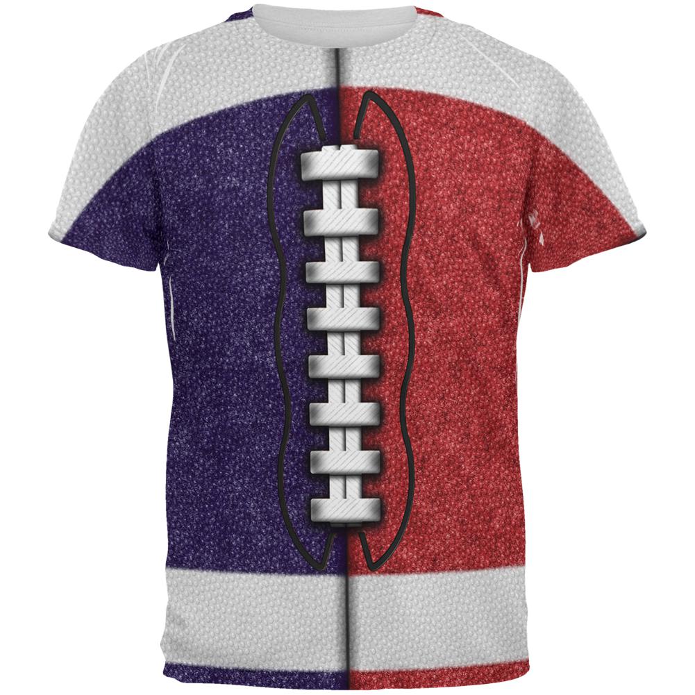 Fantasy Football Team Navy and Red All Over Mens T Shirt Men's T-Shirts Old Glory 2XL Multi 