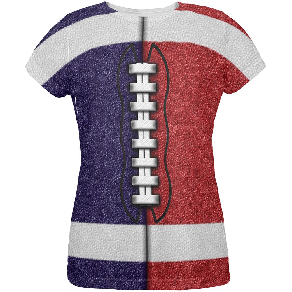 Fantasy Football Team Navy and Red All Over Womens T Shirt Women's T-Shirts Old Glory 2XL Multi 