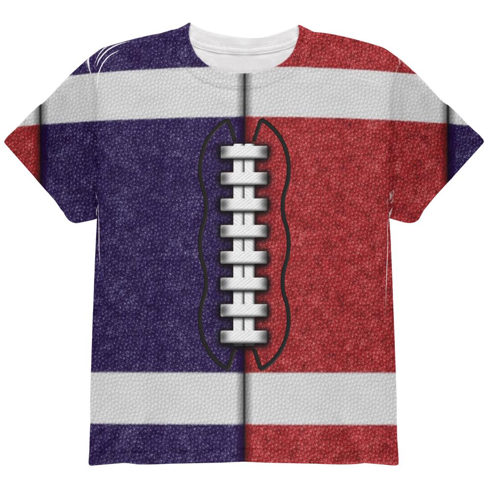 Fantasy Football Team Navy and Red All Over Youth T Shirt Youth T-Shirts Old Glory LG Multi 