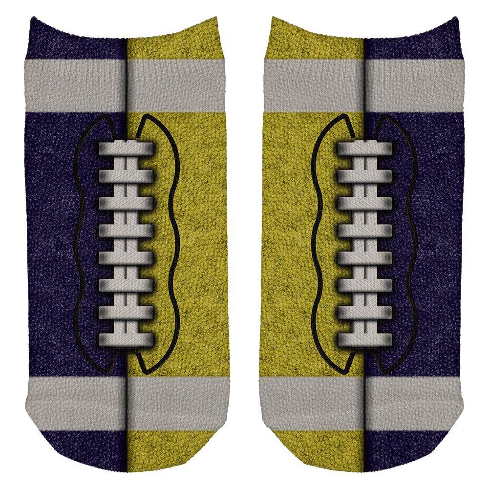 Fantasy Football Team Navy and Yellow All Over Adult Ankle Socks Men's Socks Old Glory OS White 