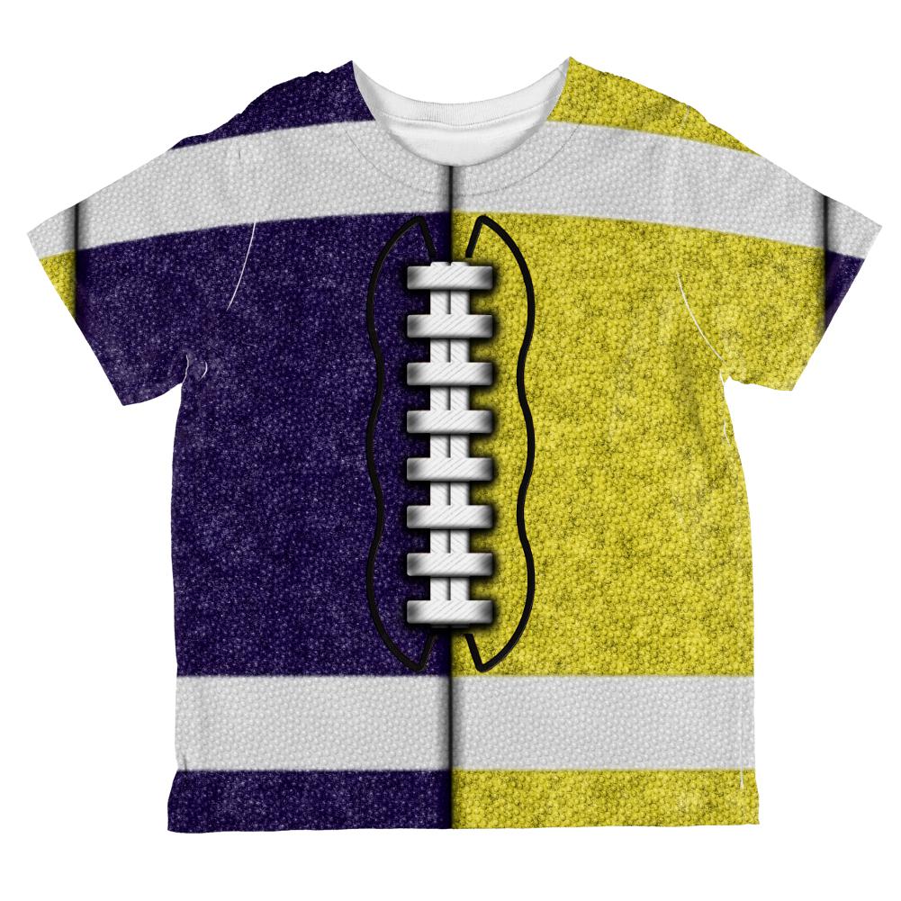 Fantasy Football Team Navy and Yellow All Over Toddler T Shirt Toddler T-Shirts Old Glory 2T Multi 