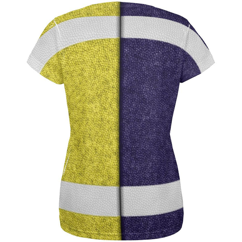 Fantasy Football Team Navy and Yellow All Over Womens T Shirt Women's T-Shirts Old Glory   