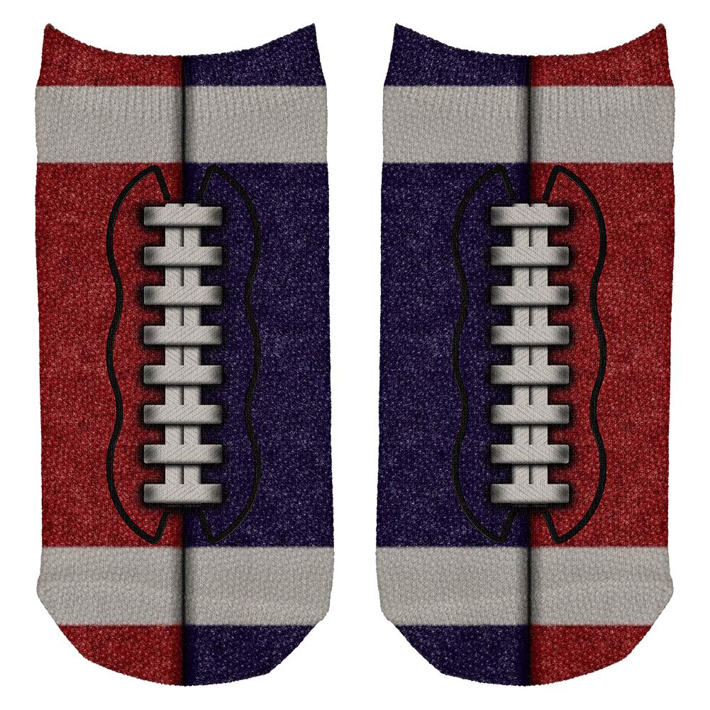 Fantasy Football Team Red and Navy All Over Adult Ankle Socks Men's Socks Old Glory OS White 