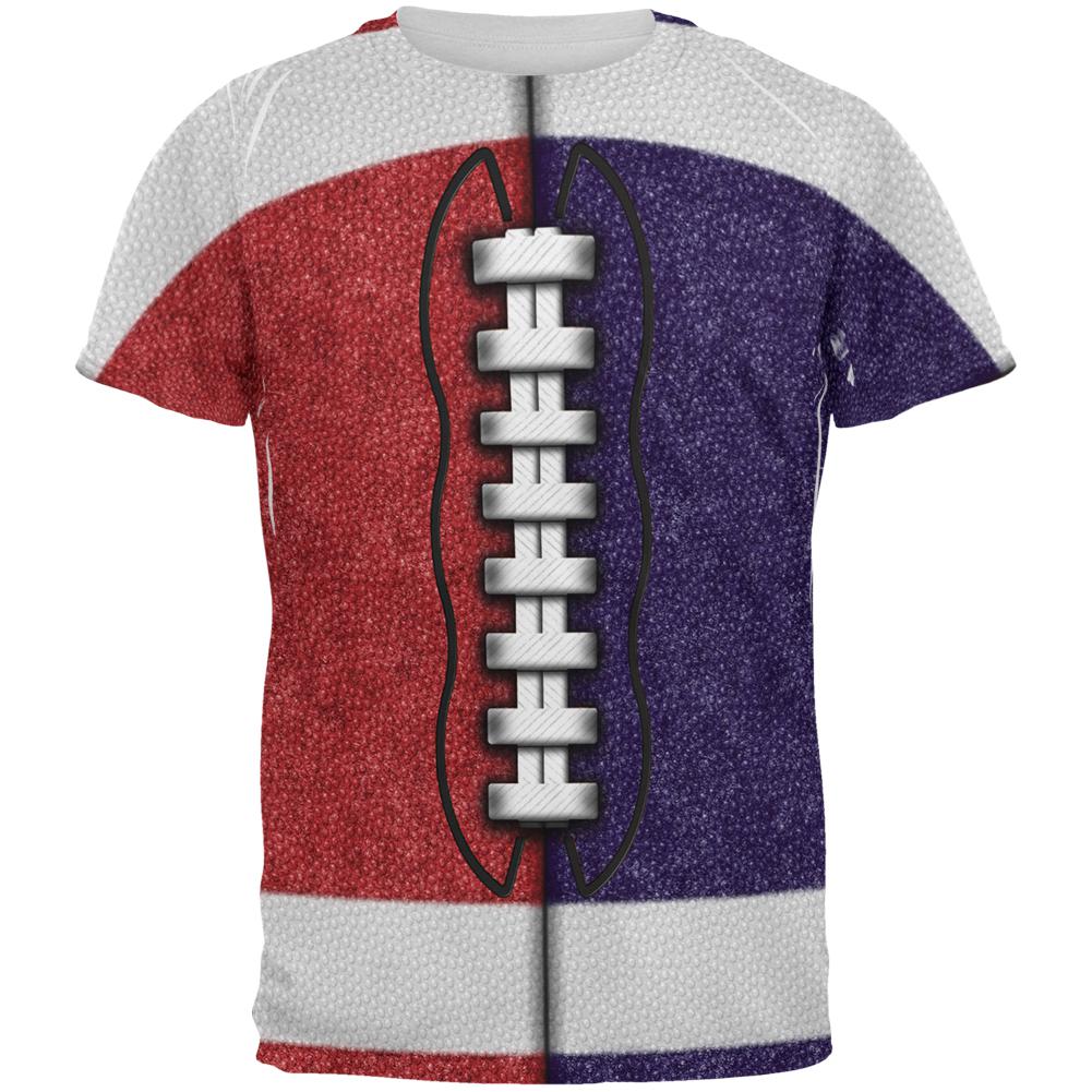 Fantasy Football Team Red and Navy All Over Mens T Shirt Men's T-Shirts Old Glory 2XL Multi 