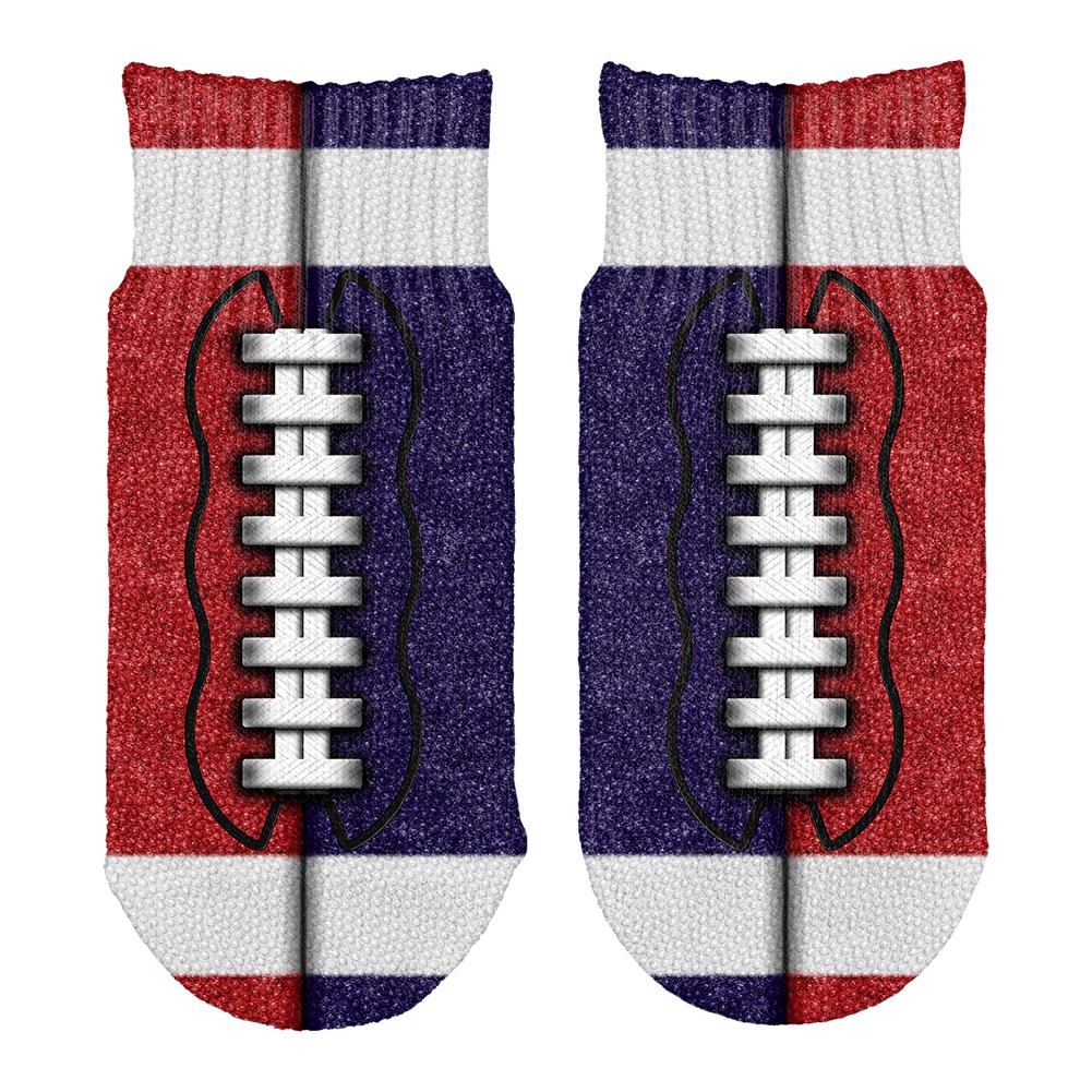 Fantasy Football Team Red and Navy All Over Toddler Ankle Socks Toddler Socks Old Glory OS White 