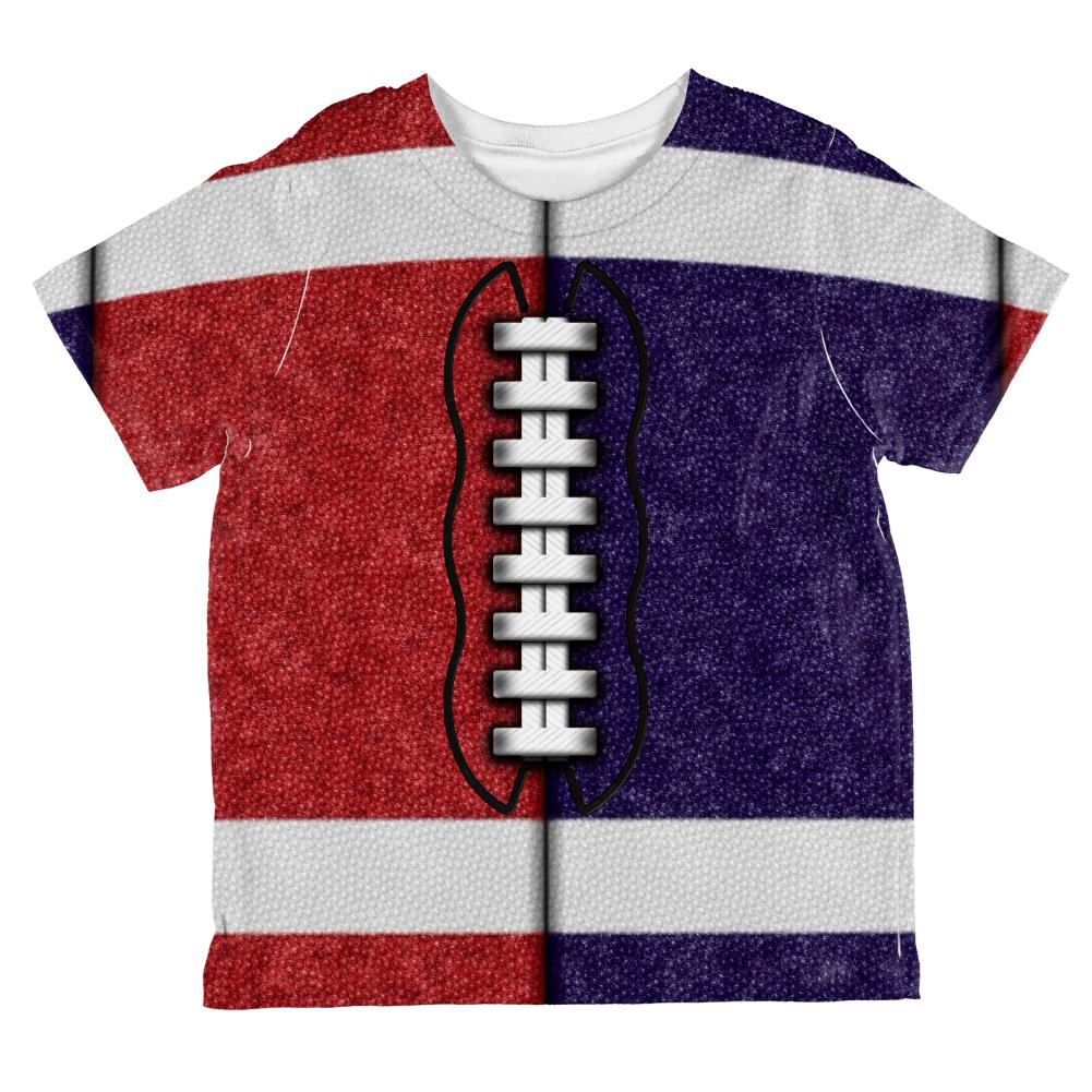 Fantasy Football Team Red and Navy All Over Toddler T Shirt Toddler T-Shirts Old Glory 2T Multi 