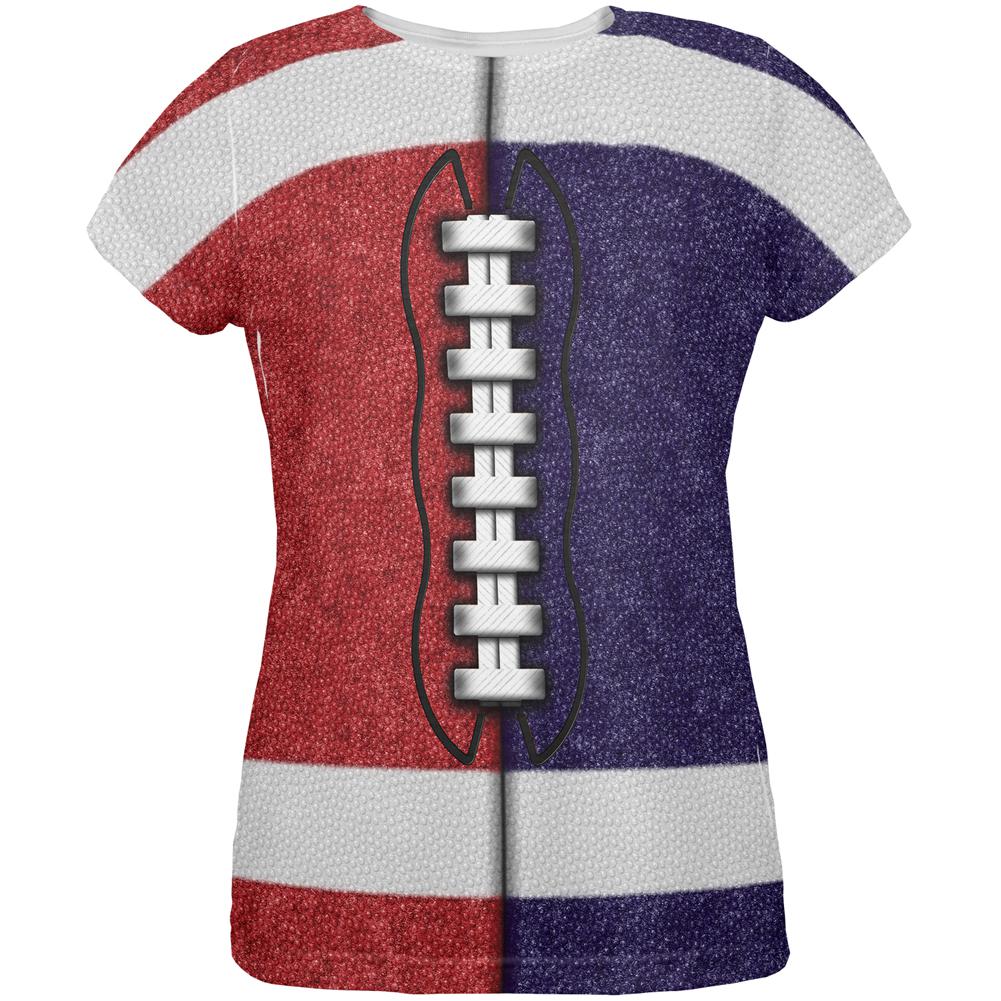 Fantasy Football Team Red and Navy All Over Womens T Shirt Women's T-Shirts Old Glory 2XL Multi 