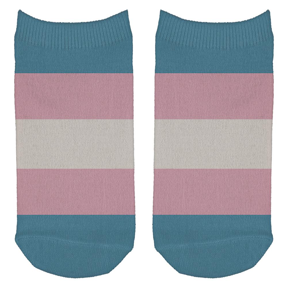 LGBT Transgender Pride Flag All Over Adult Ankle Socks Men's Socks Old Glory OS White 