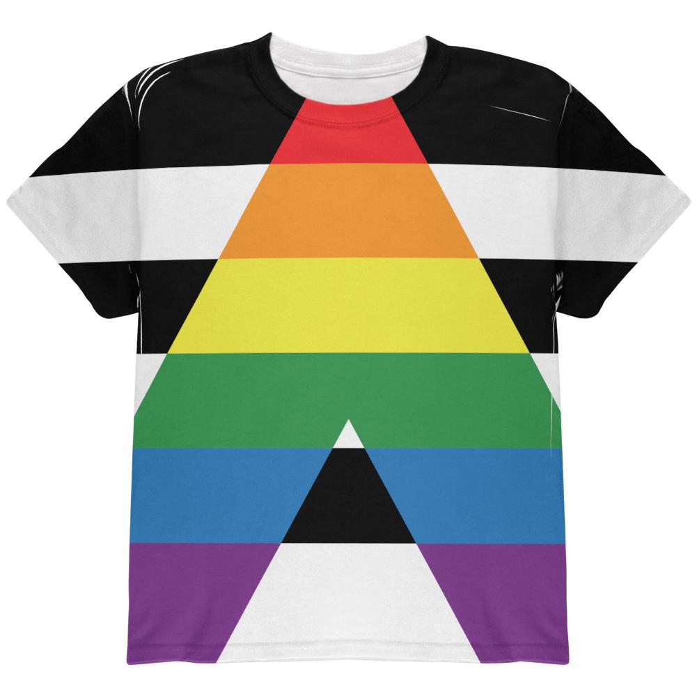 LGBT Straight Ally Pride Flag All Over Youth T Shirt Youth T-Shirts Old Glory LG Multi 