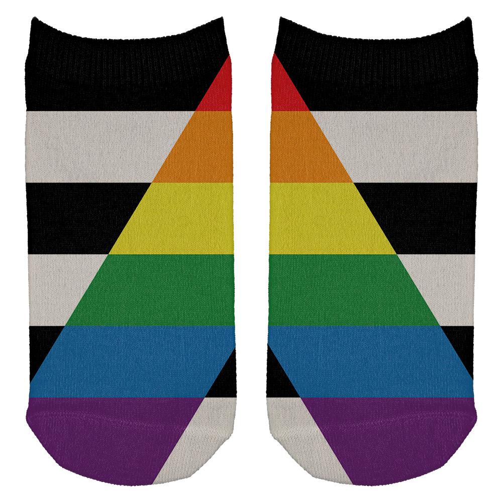 LGBT Straight Ally Pride Flag All Over Adult Ankle Socks Men's Socks Old Glory OS White 