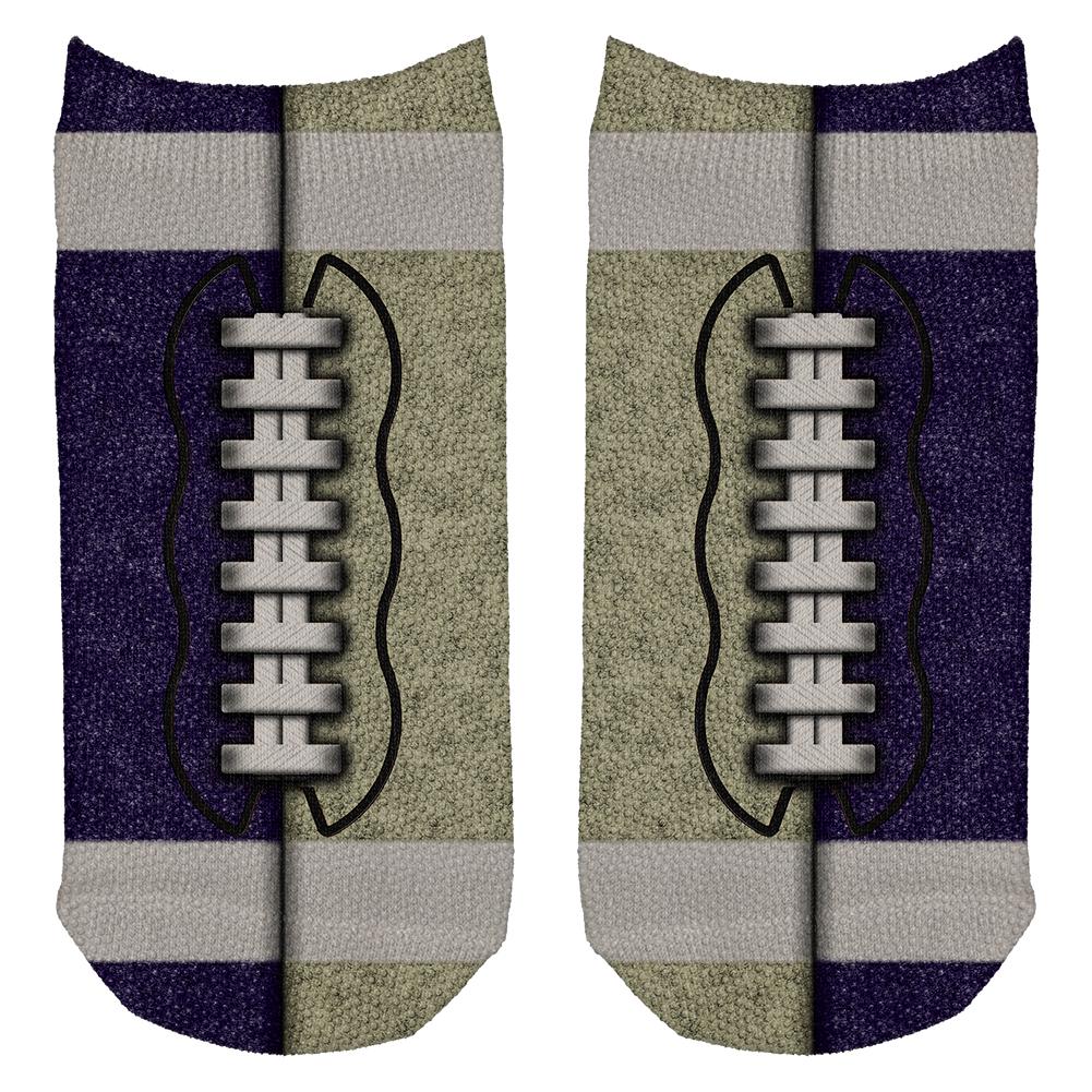 Fantasy Football Team Navy and Gold All Over Adult Ankle Socks Men's Socks Old Glory OS White 