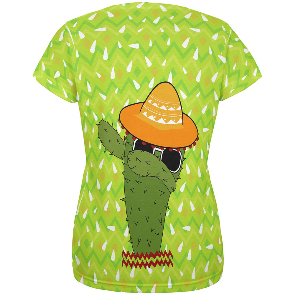 Cinco de Mayo Dabbing Cactus Let's Fiesta Party All Over Womens T Shirt Women's T-Shirts Old Glory   