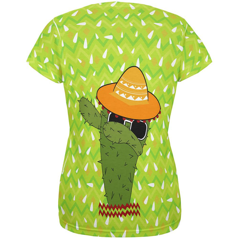 Cinco de Mayo Dabbing Cactus Let's Fiesta Party All Over Womens T Shirt Women's T-Shirts Old Glory   