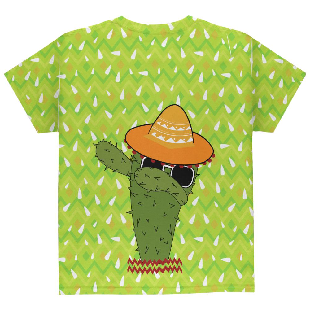 Cinco de Mayo Dabbing Cactus Let's Fiesta Party All Over Youth T Shirt Youth T-Shirts Old Glory   