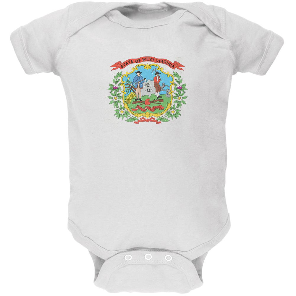 Born and Raised West Virginia State Flag Soft Baby One Piece Baby One Piece Old Glory 0-3M White 