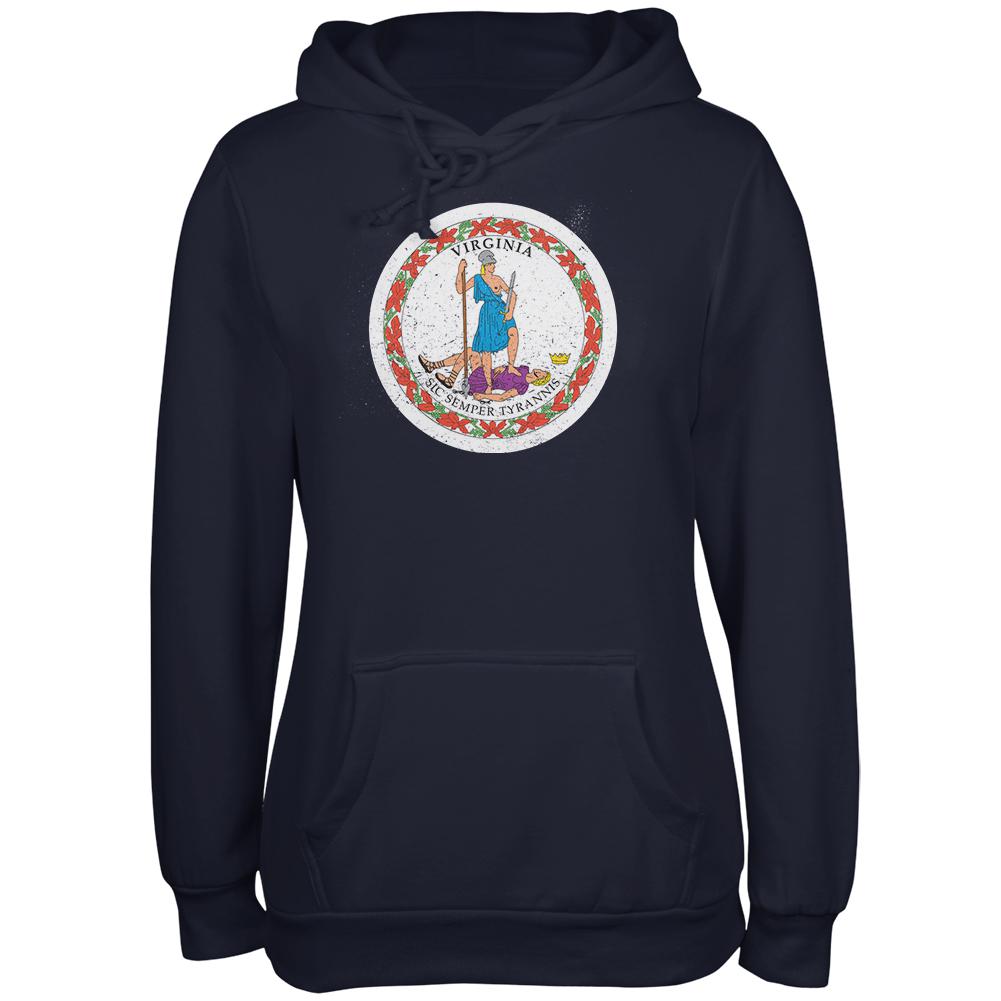 Born and Raised Virginia State Flag Juniors Soft Hoodie Juniors Hoodies Old Glory 2XL Navy 