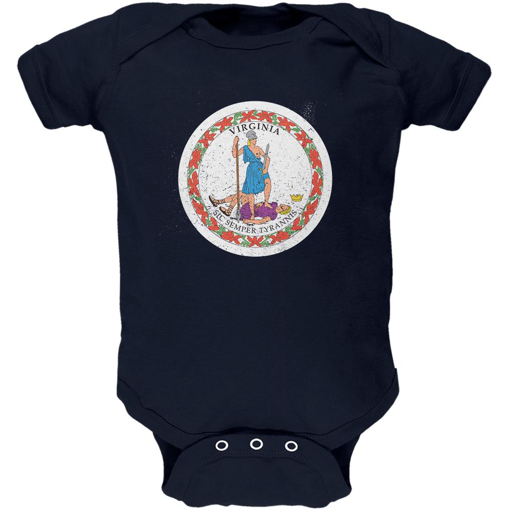 Born and Raised Virginia State Flag Soft Baby One Piece Baby One Piece Old Glory 0-3M Navy 