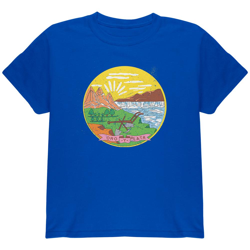 Born and Raised Montana State Flag Youth T Shirt Youth T-Shirts Old Glory LG Blue 