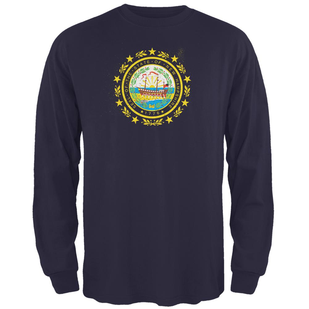 Born and Raised New Hampshire State Flag Mens Long Sleeve T Shirt Men's Long Sleeves Old Glory 2XL Navy 