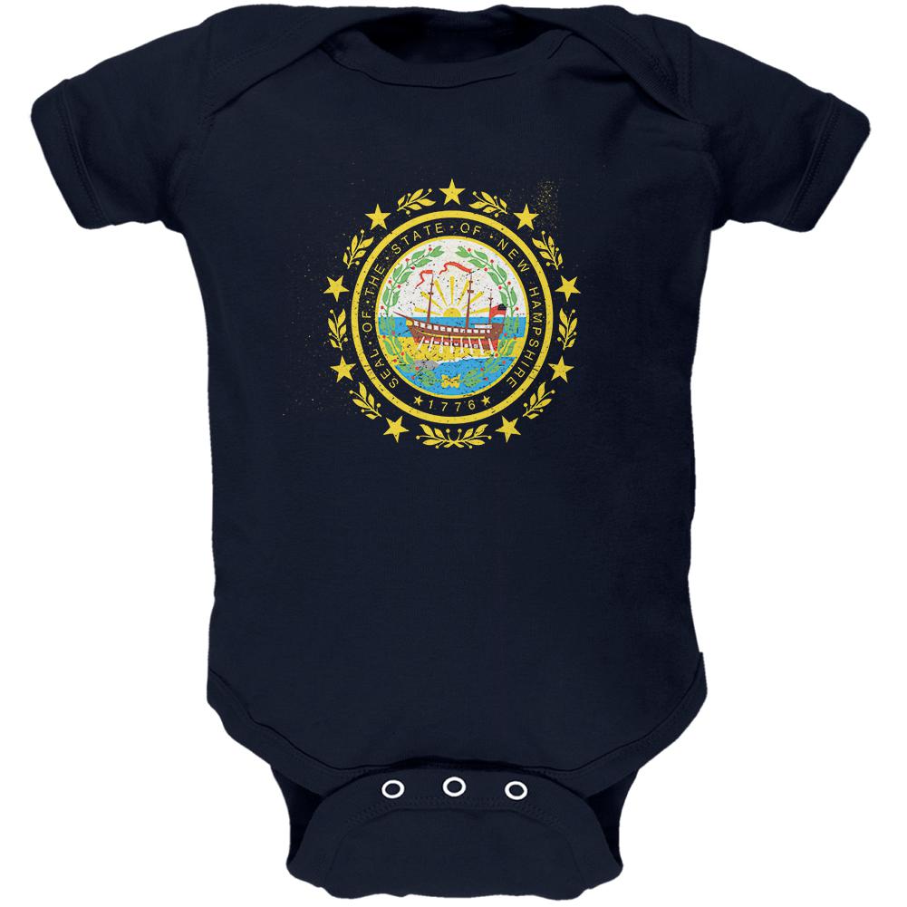 Born and Raised New Hampshire State Flag Soft Baby One Piece Baby One Piece Old Glory 0-3M Navy 